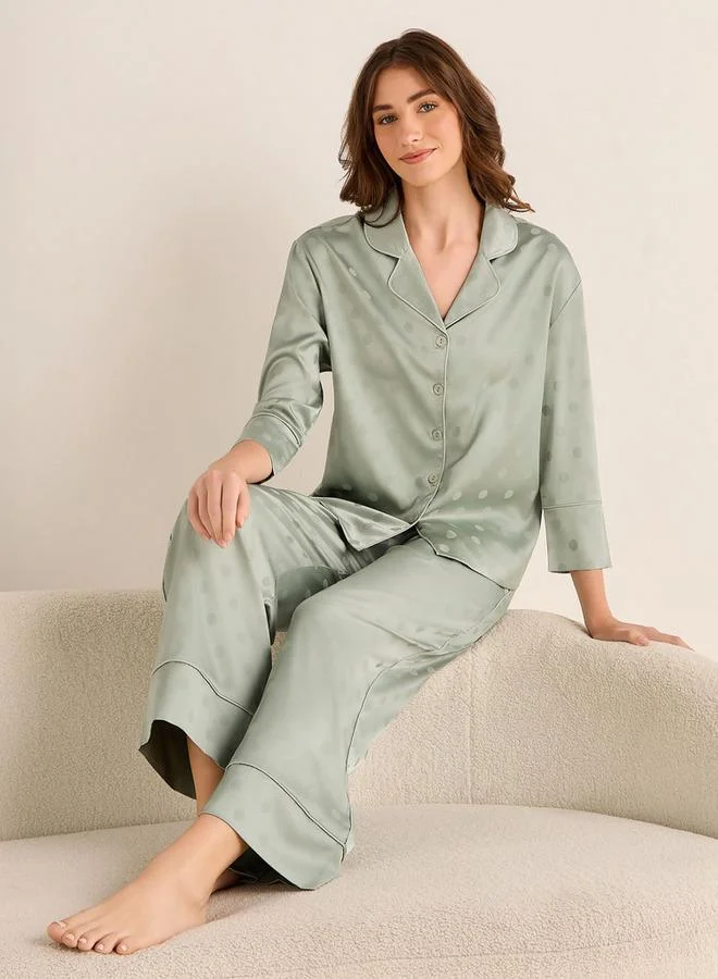Splash FAV Pyjama Set Button-Down Shirt & Pants Satin